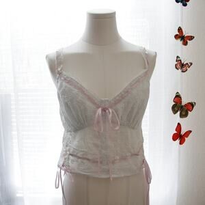 Paris Hilton Y2k Vintage Cotton Babydoll Lace Cami top size XL